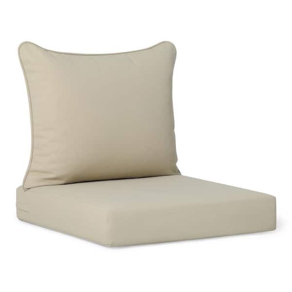favovard FadingFree (Set of 1) 25 in x 25 in Outdoor Patio Deep Seating Lounge Chair Seat Cushion and Back Pillow Set, Beige