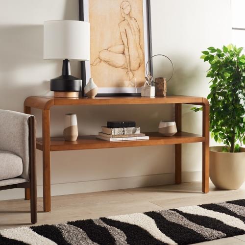 CNS1500B Omara 2 Tier Console Table, Walnut