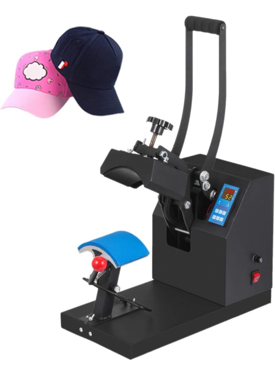 VEVOR 4-in-1 Heat Press Machine for Hats with 6x3inches Curved Teflon-Coated Heat Plate, Easy Temperature Control Non-Slip Base, Four Replaceable Elements 6x3/6.7x2.7/6.7x3.8/8.1x3.5inches