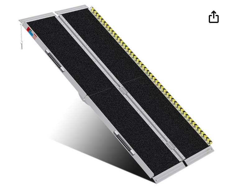 WHALEMOTOR Portable Wheelchair Ramp 6FT, Anti-Slip Aluminum Folding Portable Ramp, Wheelchair Ramps for Home, Weight Capacity Up to 600 LBS, with Transition Plates Above and Below