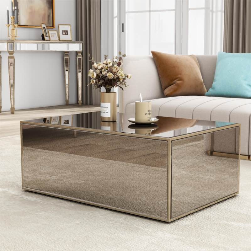 Juel Gold Coffee Table, 35.4  23.6inches Antique-mirror finish