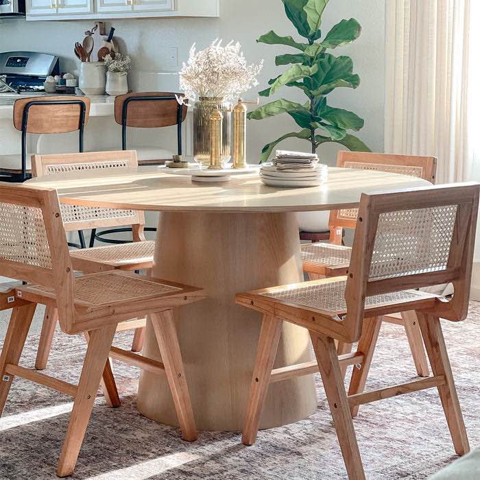 Orchid 52" Solid Oak Wood Round Pedestal Dining Table Base- Table top ...
