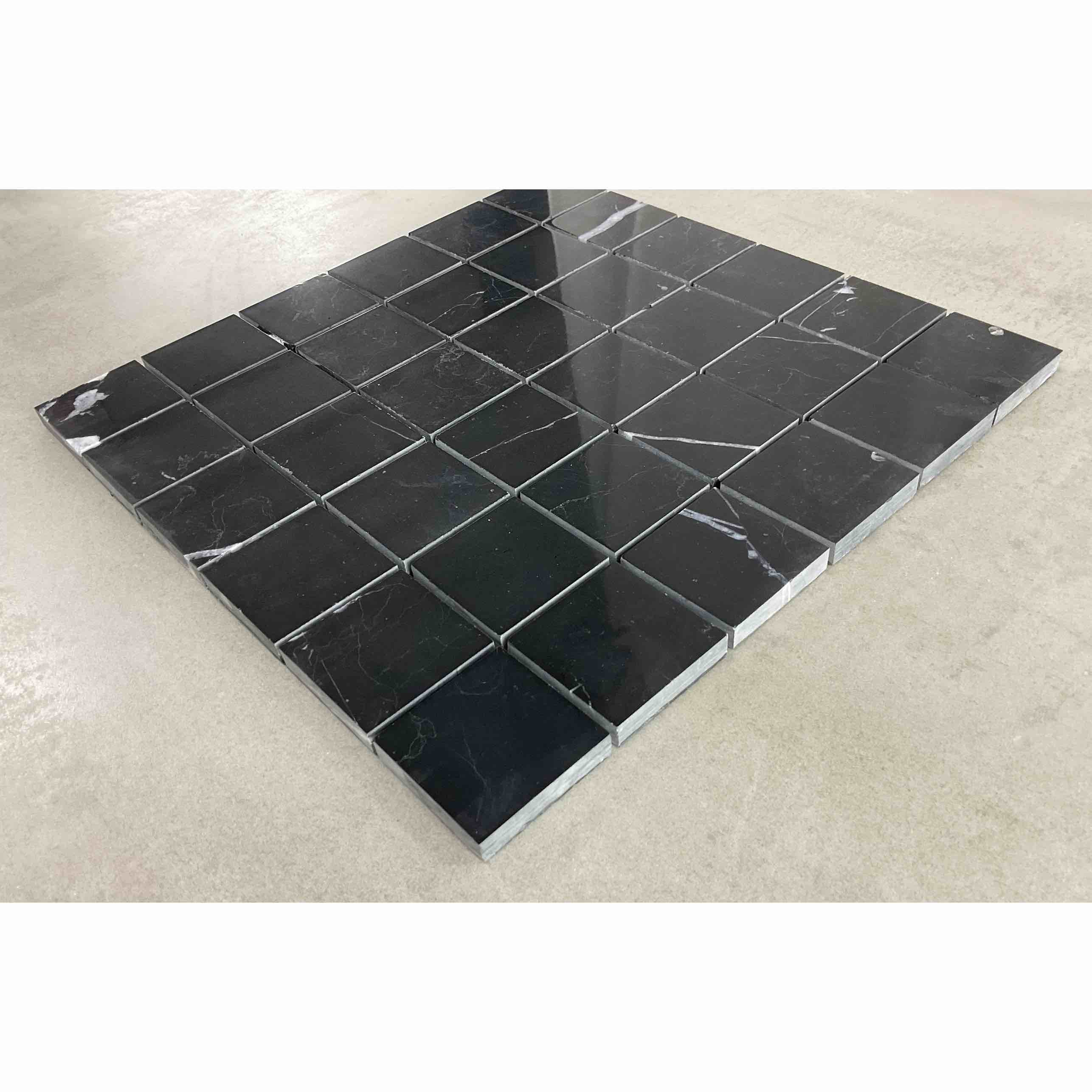 Natural Marble 2"x2" Set of 5 Black Marble Tile Slabs