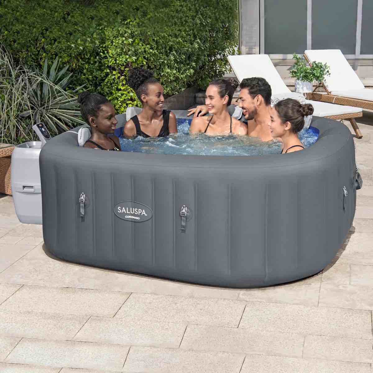 SaluSpa Coronado EnergySense Square Air Jet 4-6 Person Inflatable Hot Tub- Filters sold separately 