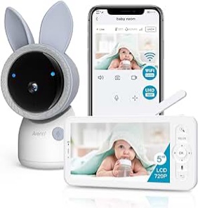 ARENTI Video Baby Monitor, Audio Monitor with 2K Ultra HD WiFi Camera,5" Color Display,Night Vision,Lullabies,Cry Detection,Motion Detection,Temp & Humidity Sensor,Two Way Talk,App Control