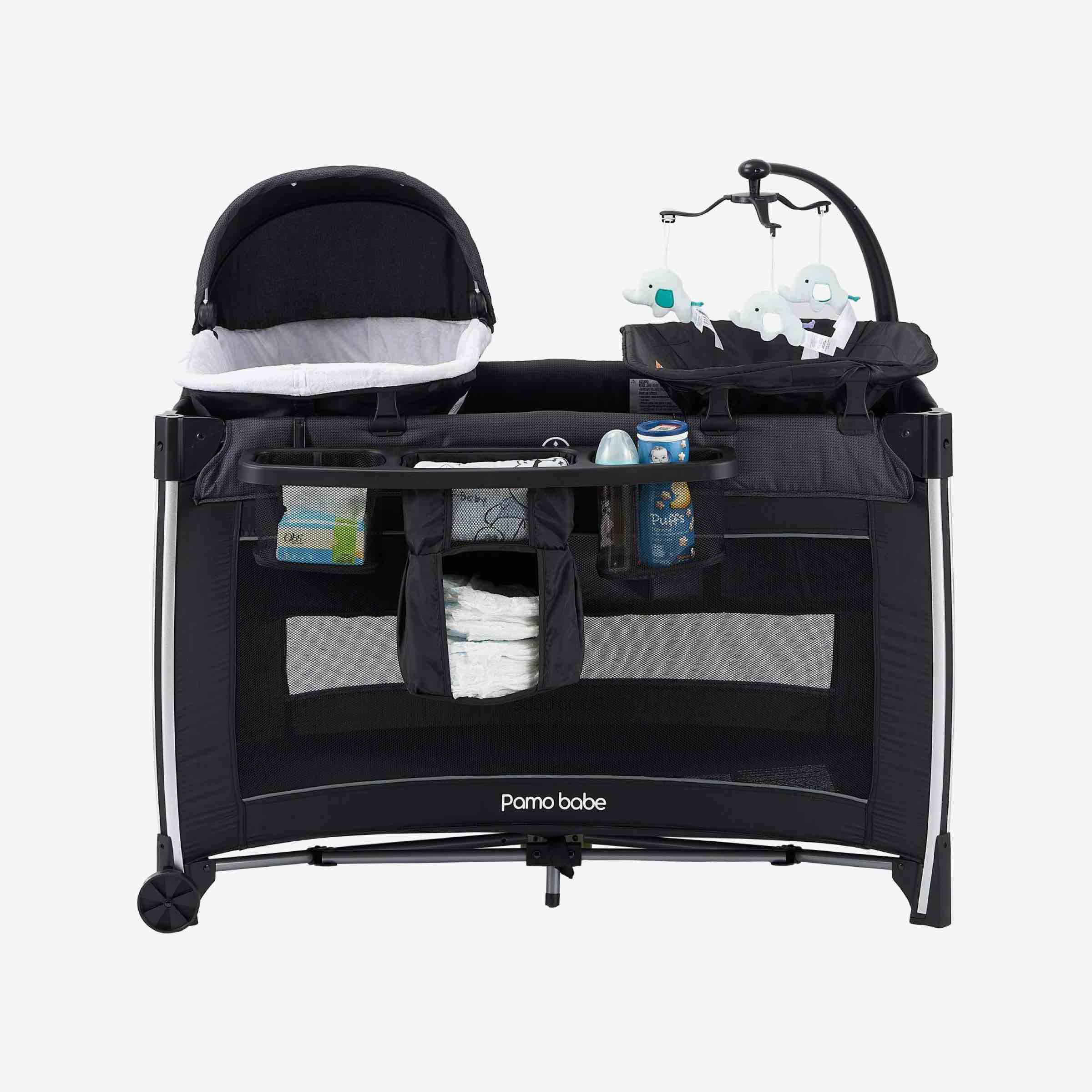 Pamo Babe 4 in 1 Portable Baby Crib Deluxe Nursery Center, Foldable