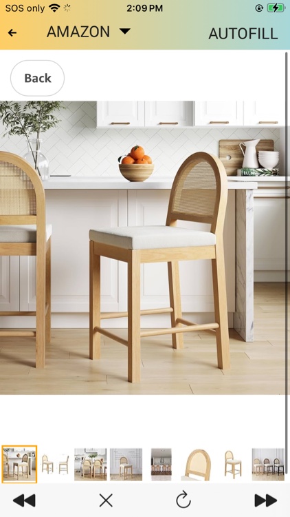 Wood Rattan Counter Barstool Warm Pine/Cream Linen - Nathan James