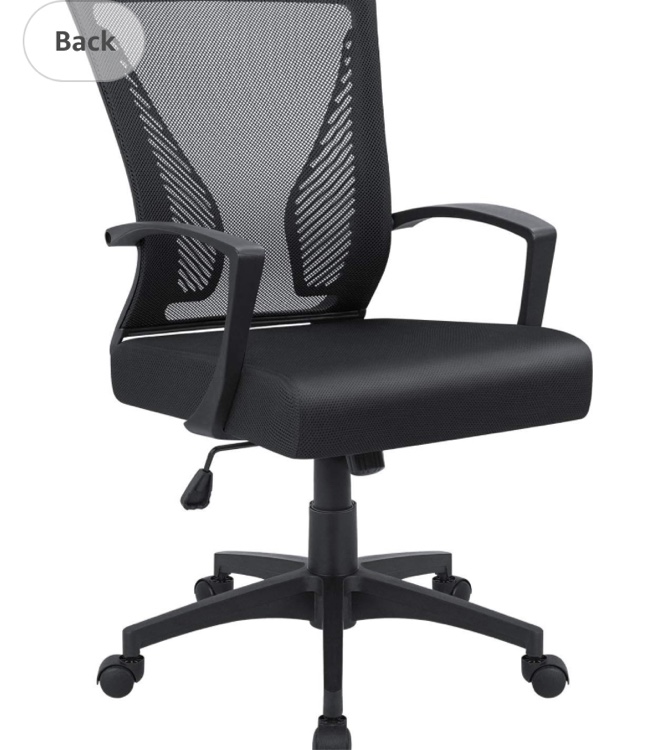 Furmax Office Chair Mid Back Swivel Lumbar Support Desk Chair, Computer Ergonomic Mesh Chair with Armrest (Black)