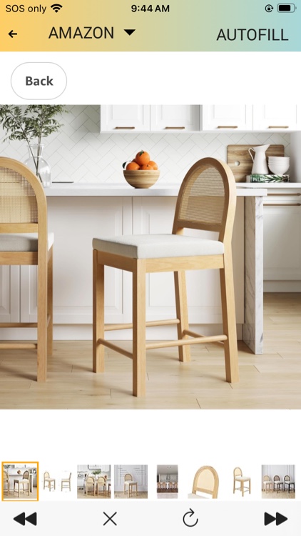 Wood Rattan Counter Barstool Warm Pine/Cream Linen - Nathan James