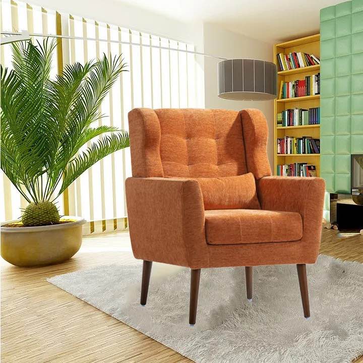 Modern Chenille Fabric Accent Chair for Living Room and Bedroom (Orange)