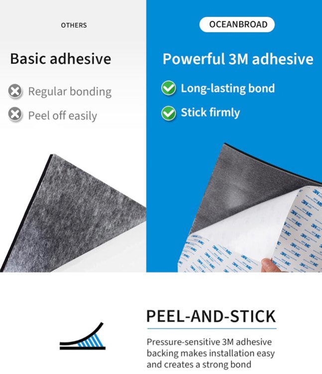 OCEANBROAD EVA Foam Boat Flooring with 3M Adhesive Backing Marine Self-Adhesive Decking 96''x45.6''/36''/28.8''/16.8'', 48''x16.8'' Faux Teak Sheet for Jon Boats Swim Platform Helm Pad RV Floor