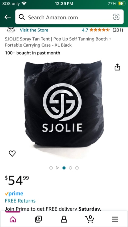 SJOLIE Spray Tan Tent | Pop Up Self Tanning Booth - Portable Carrying Case - XL Black