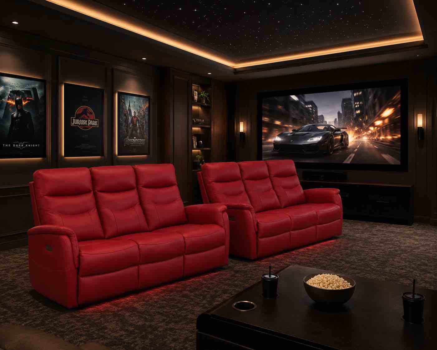 (2) viradis 72.4" genuine leather zero clearance recliner power reclining sofa with usb port, modern 3 seater recliner couch by latitude run (bid is per sofa,lot is for 2 reclining sofas total. msrp $1599 per sofa. sofa is red.)