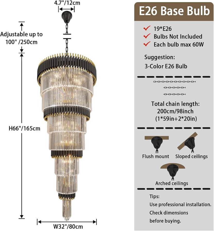 Condition photo showing New/Like New for wosohyun lh9612-100x300h modern villa chandelier
