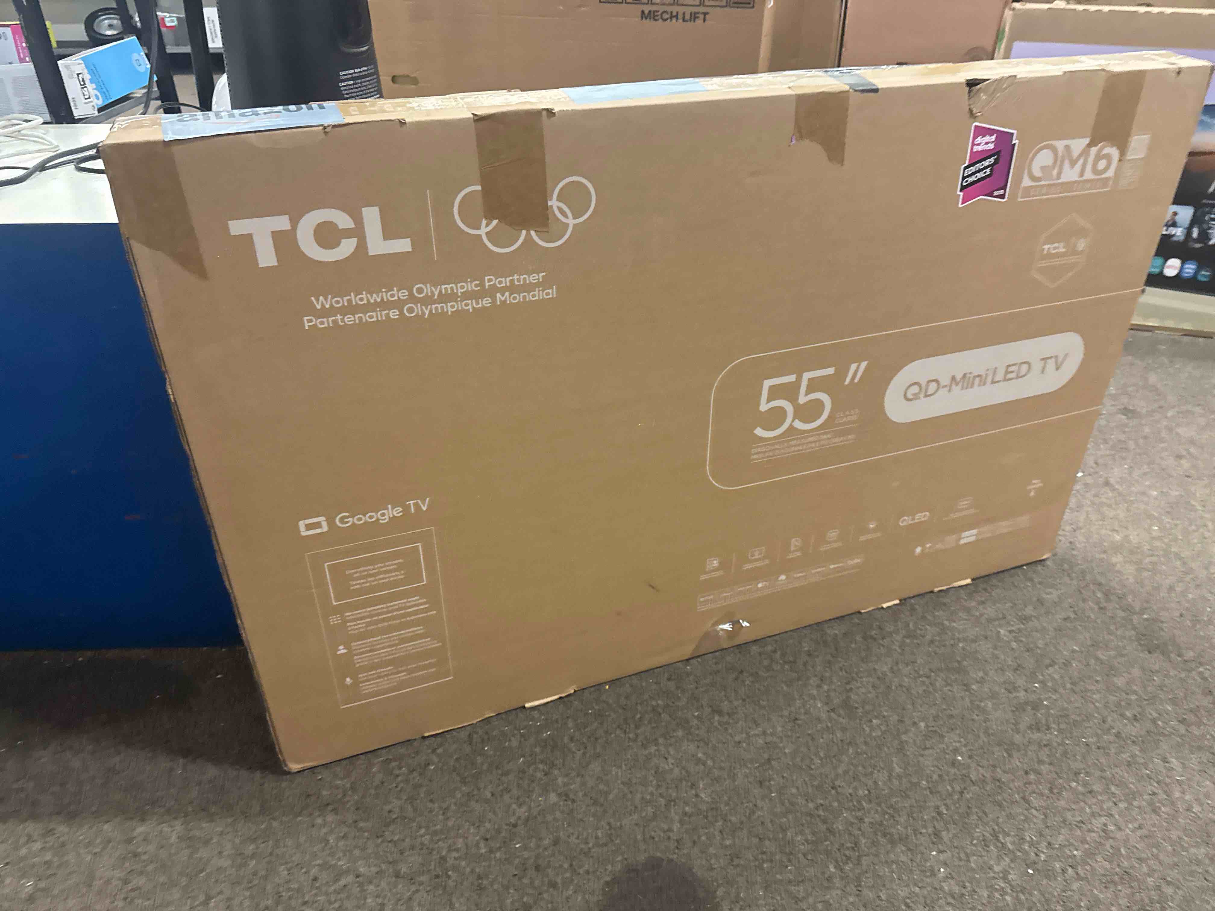 Condition photo showing New/Like New for tcl 55 inch class qm6k series | mini led qled 4k hdr | 55qm6k, latest model | 120hz-144hz high brightness smart google tv dolby atmos onkyo audio | voice remote alexa gaming streaming television