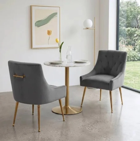 elian velvet side chair dining chair (set of 2) by everly quinn upholstery color: gray