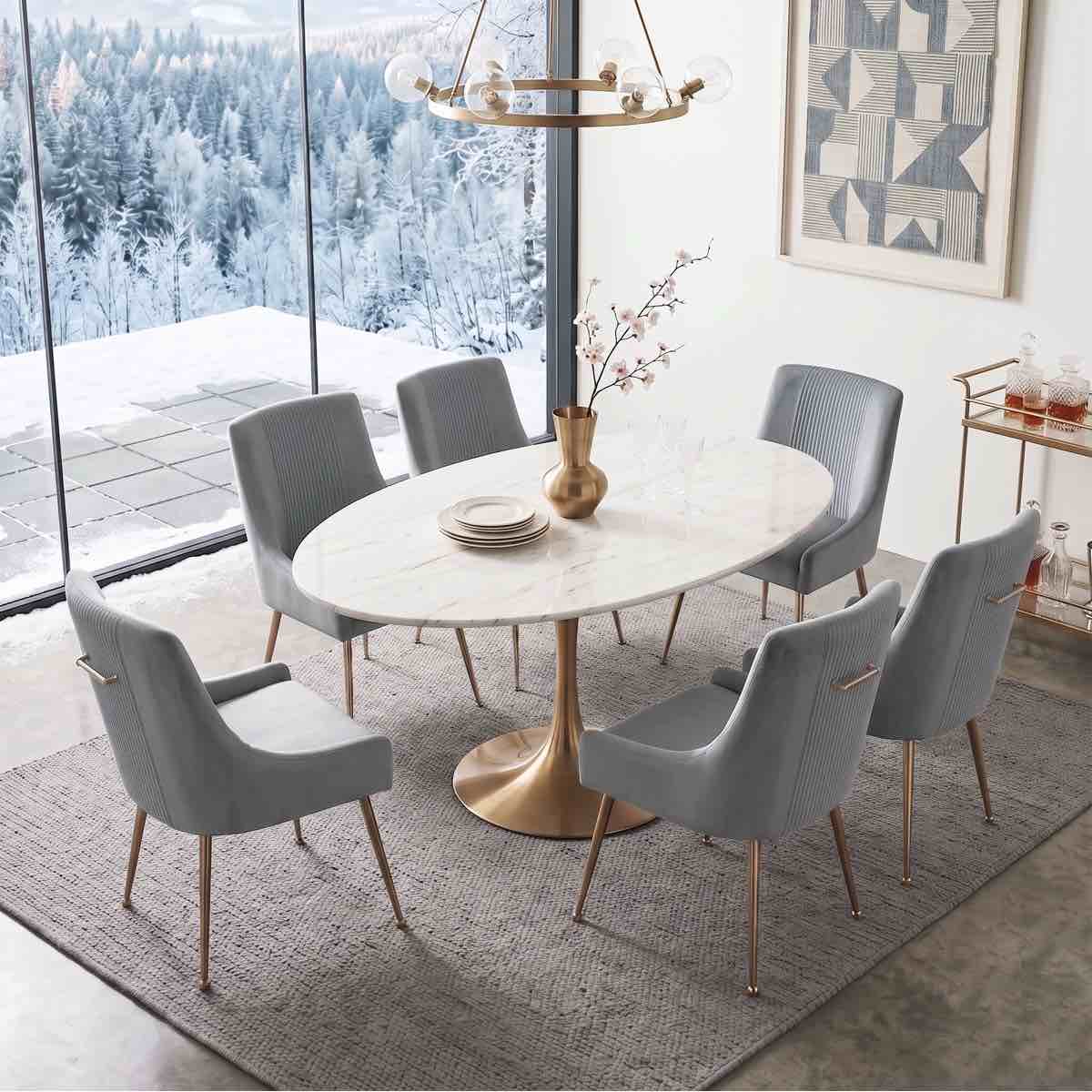 Condition photo showing New/Like New for elian velvet side chair dining chair (set of 2) by everly quinn upholstery color: gray