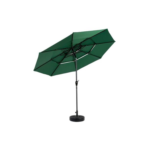 Condition photo showing New/Like New for 9 ft. 3 tier auto-tilt umbrella, outdoor patio umbrella-pool deck umbrella (base not included)-(dark green)