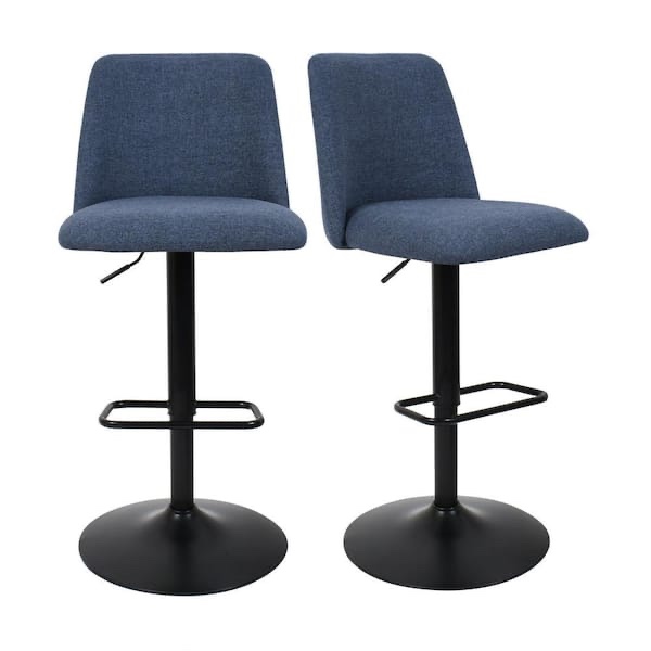 Condition photo showing New/Like New for bruno blue adjustable 24"-32" seat height high back bar stool (set of 2) (17 in. w x 32-44 in. h) hunter-adjbar-blue bar stool