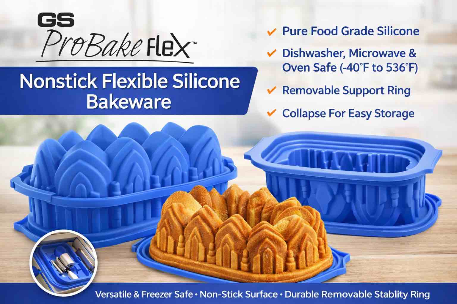 ProBake Flex nonstick flexible, silicone bakeware