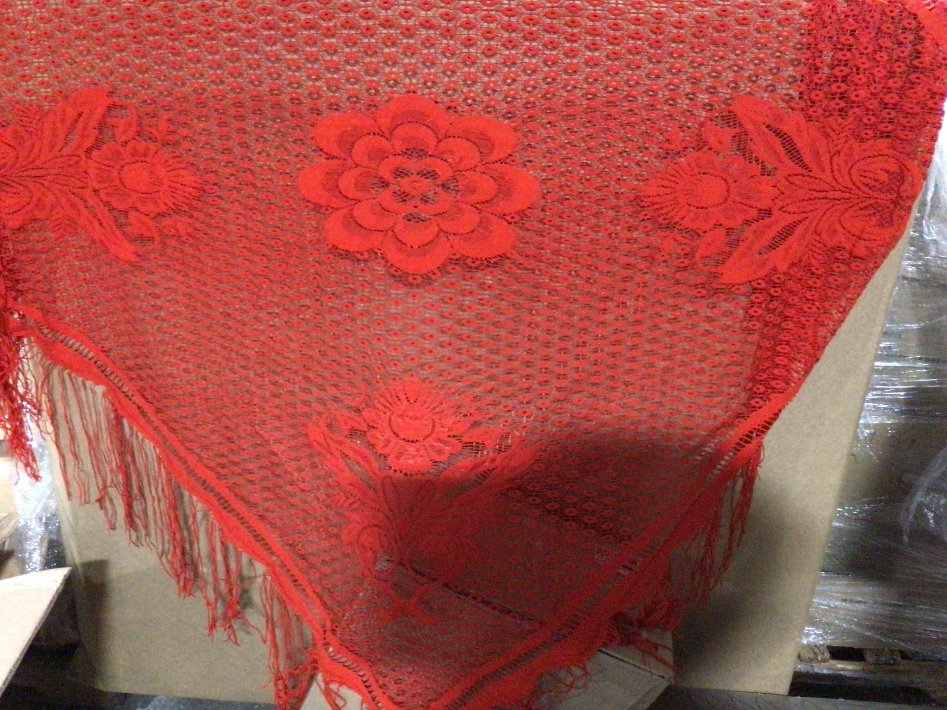 Condition photo showing New/Like New for  ladiery triangle lace shawls and wraps for evening dresses with tassels for evening party mesh wedding shawls