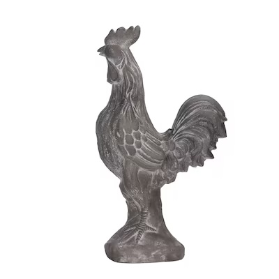 ( 2 pcs ) Style Selections 20.63-in H x 11.5-in W Gray Rooster Garden Statue