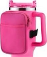Water Bottle Pouch for Stanley Quencher Adventure 40oz & IceFlow 20oz 30oz, Cup Bag for Women, Tumbler Pocket for Gym, Walking, Running, Sports , Rose
