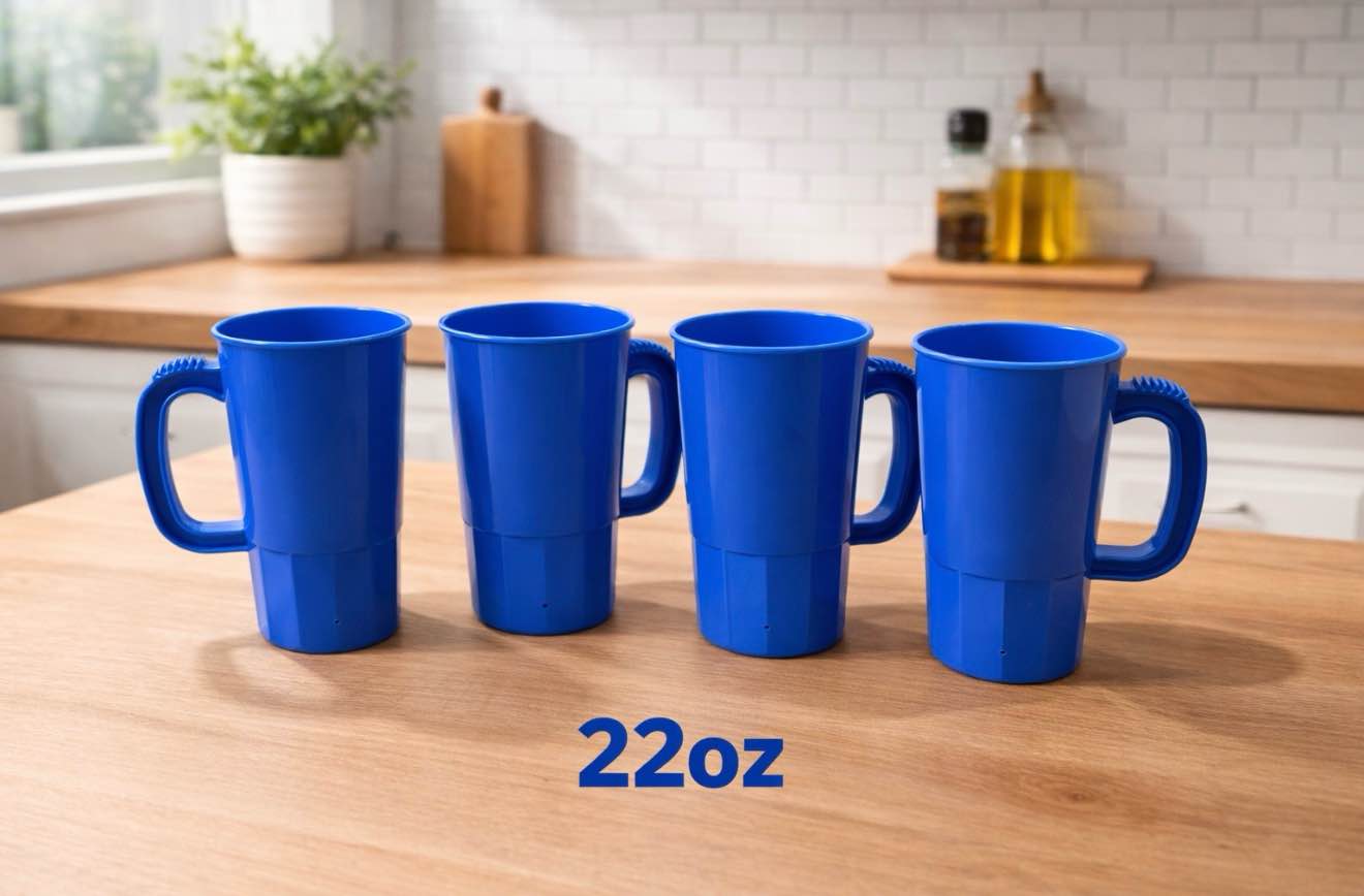 Set of 4 Single Wall Beer Steins 22 Oz. Royal Blue 