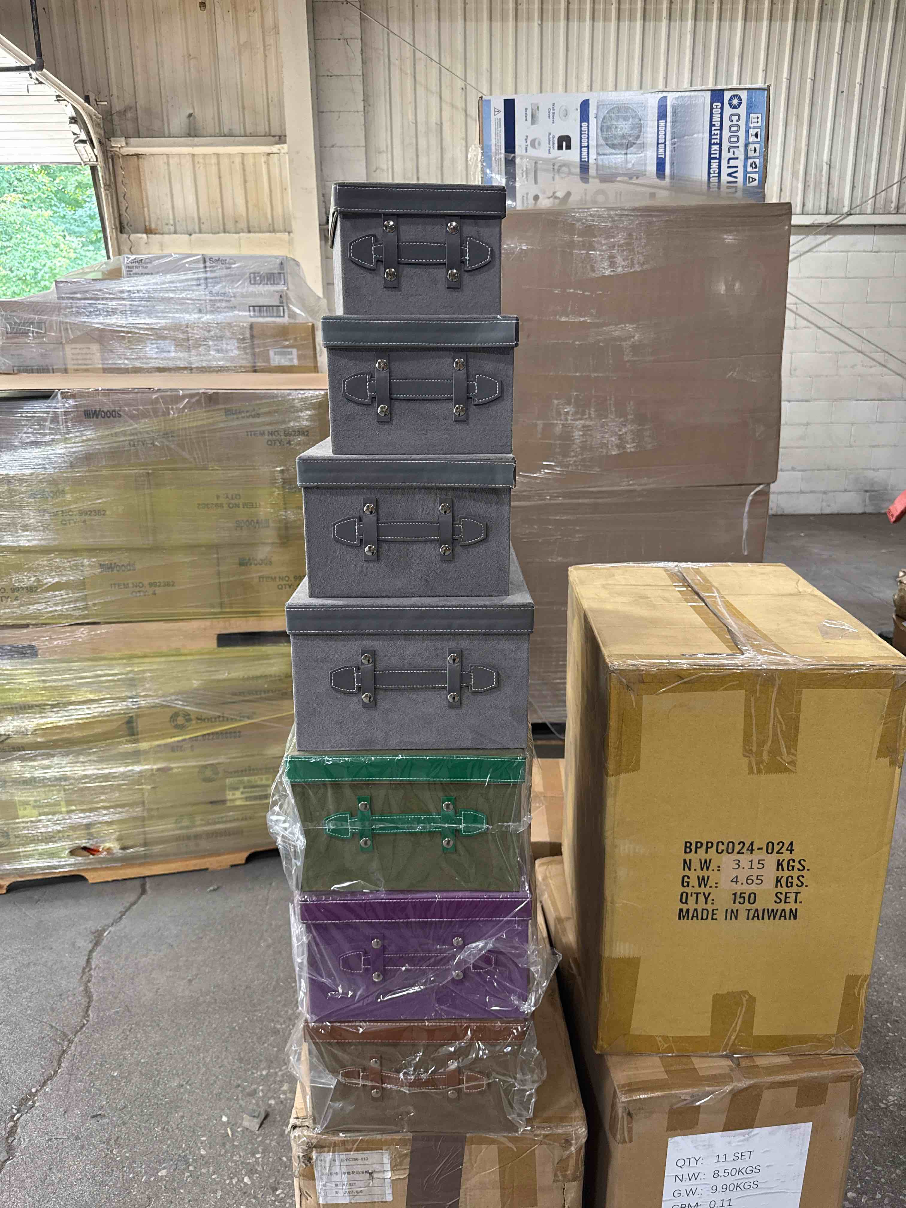 4 packs in different colors each has 4 size boxes suede storage boxes 