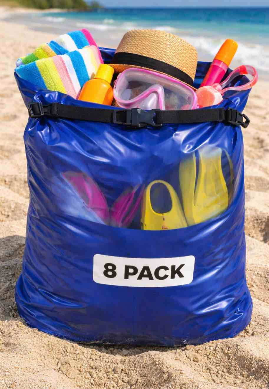 Pack of 8 Transparent Dry Bag- Blue 