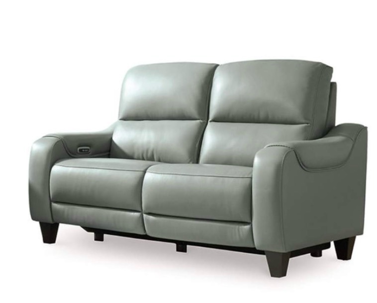 Condition photo showing New/Like New for mosswell dual power leather reclining sofa ,  loveseat & single chair 