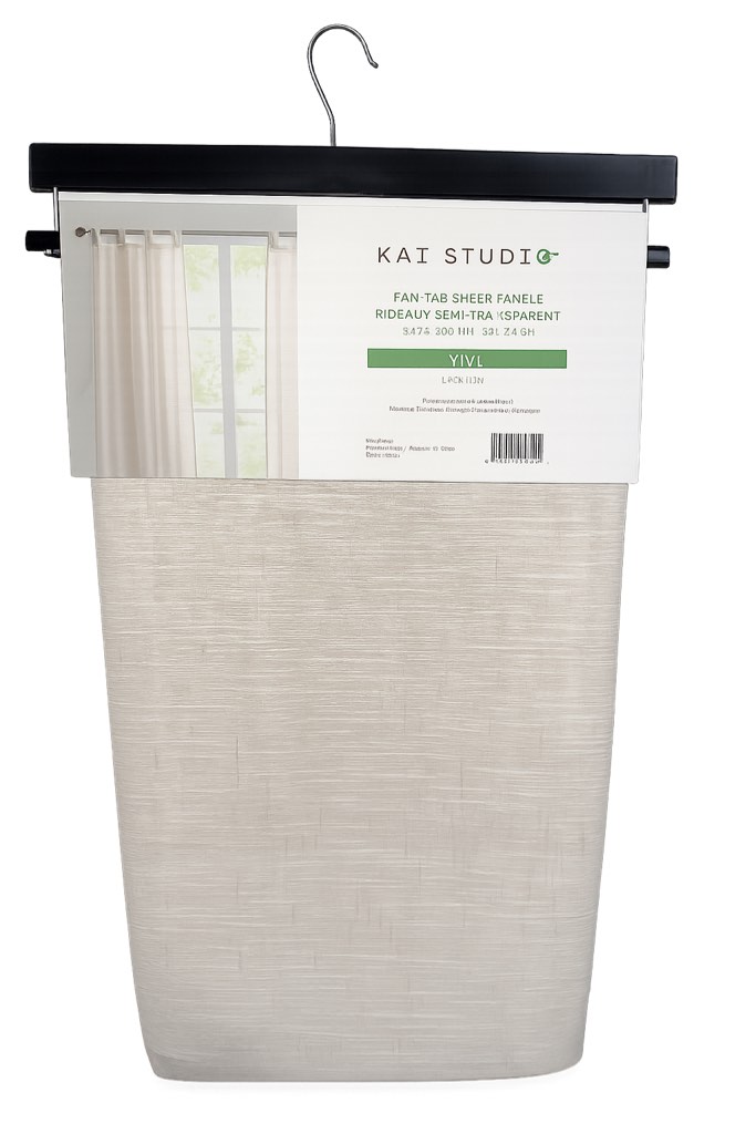 Kai Studio Fan Tab Sheer Panels Rideaux Semi-Transparent 2-37x108in
