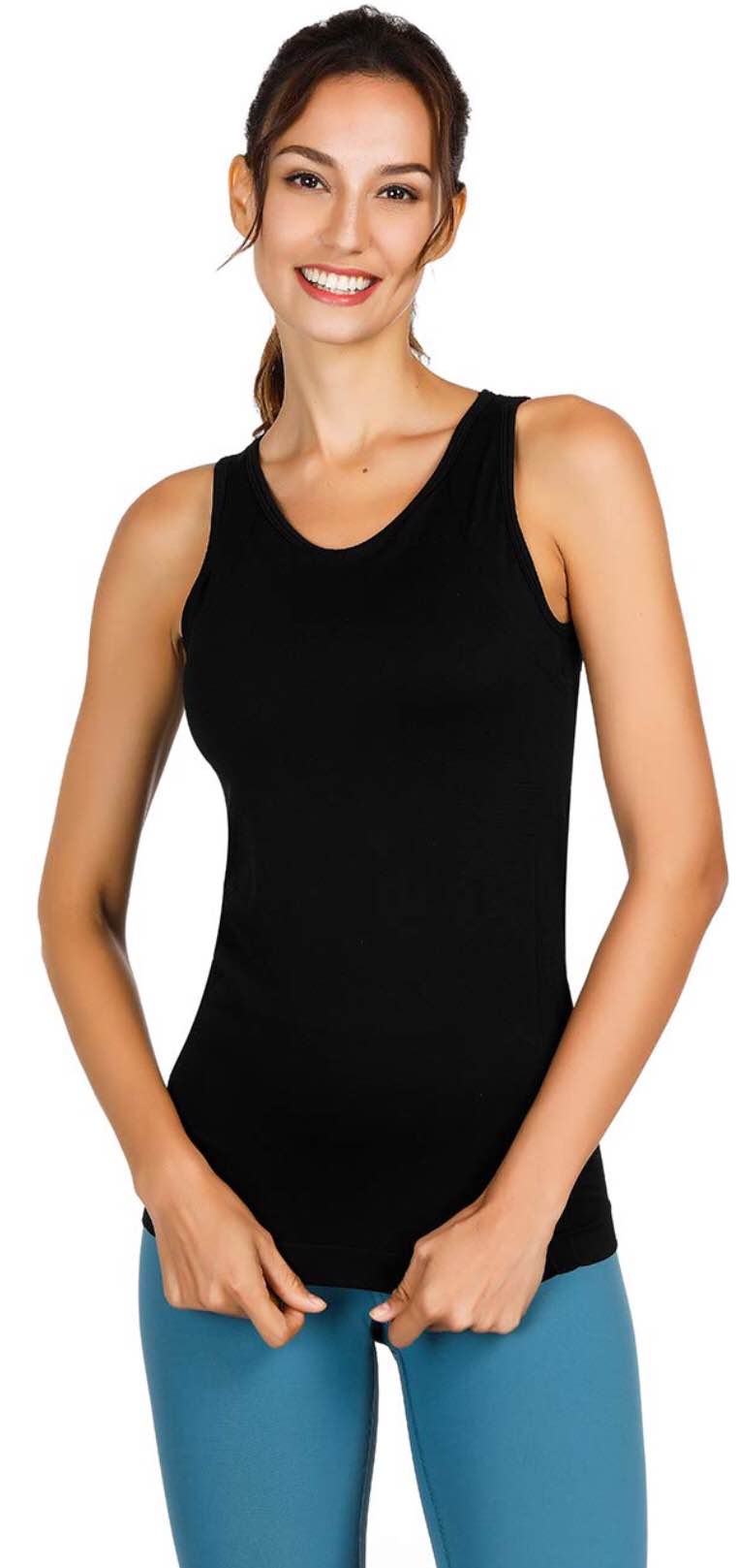 disbest yoga tank top, black, small