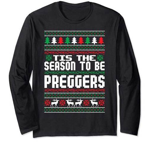 Tis The Season To Be Preggers Christmas Long Sleeve Sweatshirt, small
