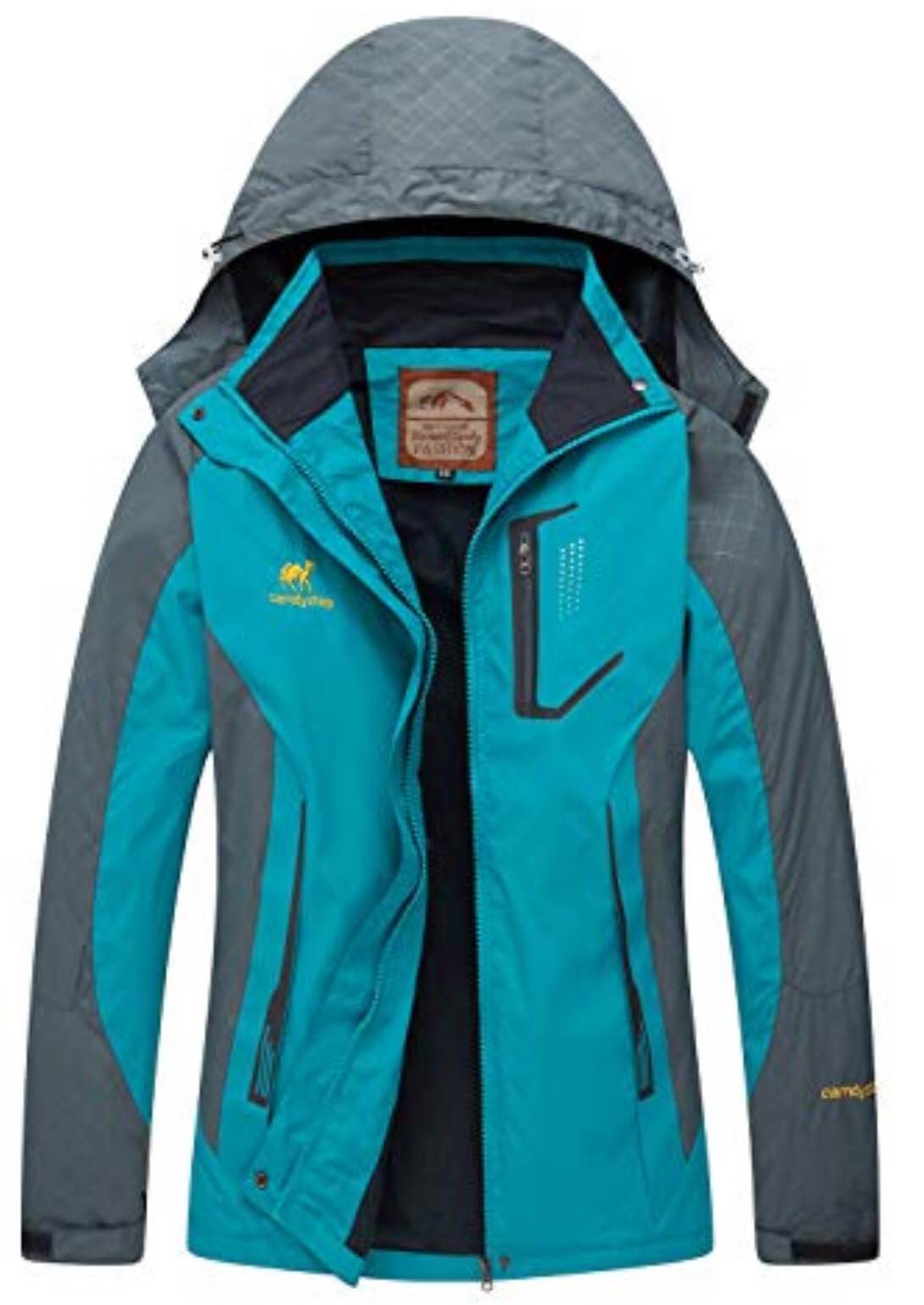 Diamond Candy Women's Hooded Waterproof Jacket lightweight Softshell Casual Sportswear, large