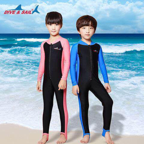 dive & sail 1 kids long sleeve upf scuba beach wear with stirrups size medium 
