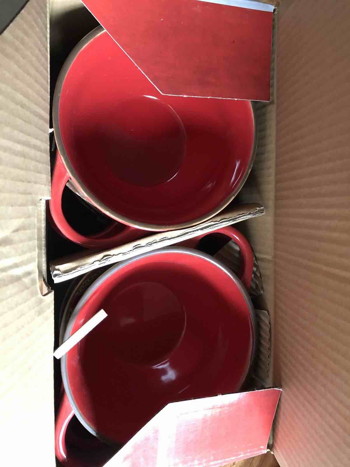 2 piece Fluted Bowl Set Red