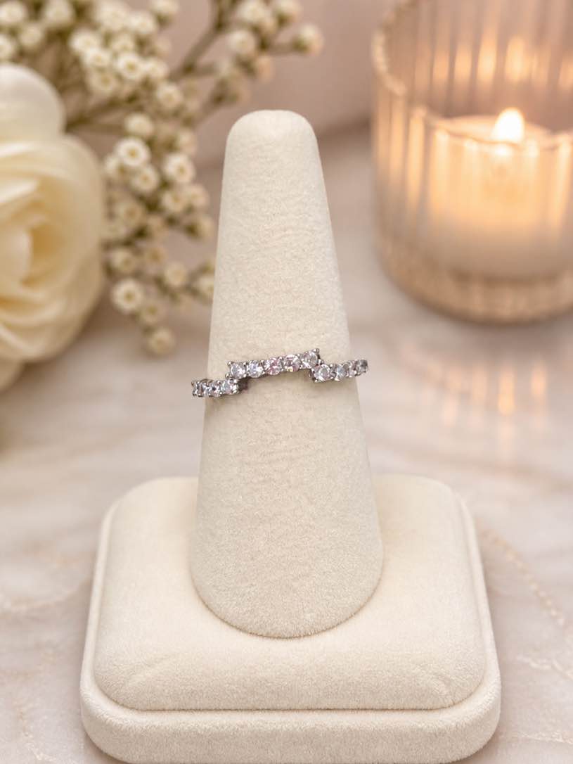 Beautiful 925 Silver Plated Sapphire Ring Sz 