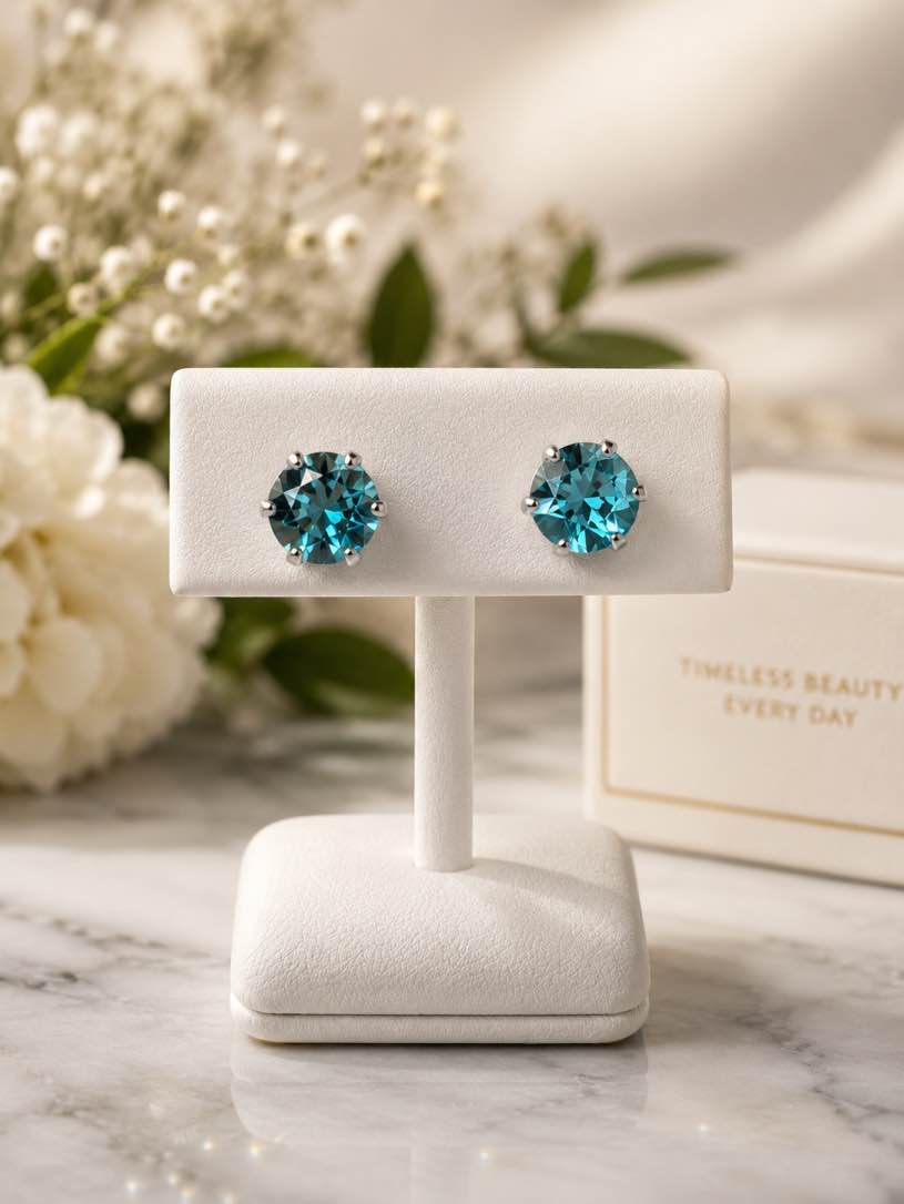 Beautiful 925 silver plated blue sapphire earrings 