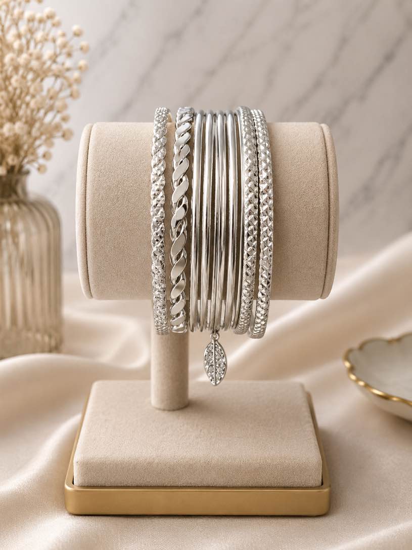 Elegant 925 silver plated bangle bracelet set 