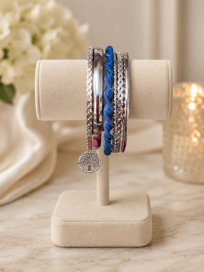 Elegant 925 silver plated bangle bracelet set
