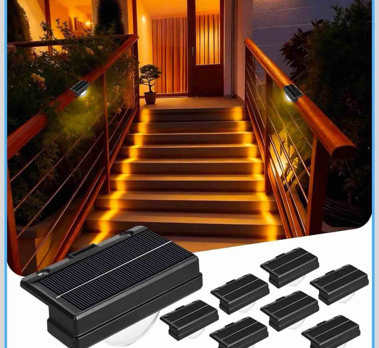 8 Packs Solar Step Lights,Solar Fence Lights Outdoor Waterproof IP67, LED Outdoor Step Light,Outdoor Light Decor for Garden Stair, Eence Deck, Front Step, Front Porch, and Patio