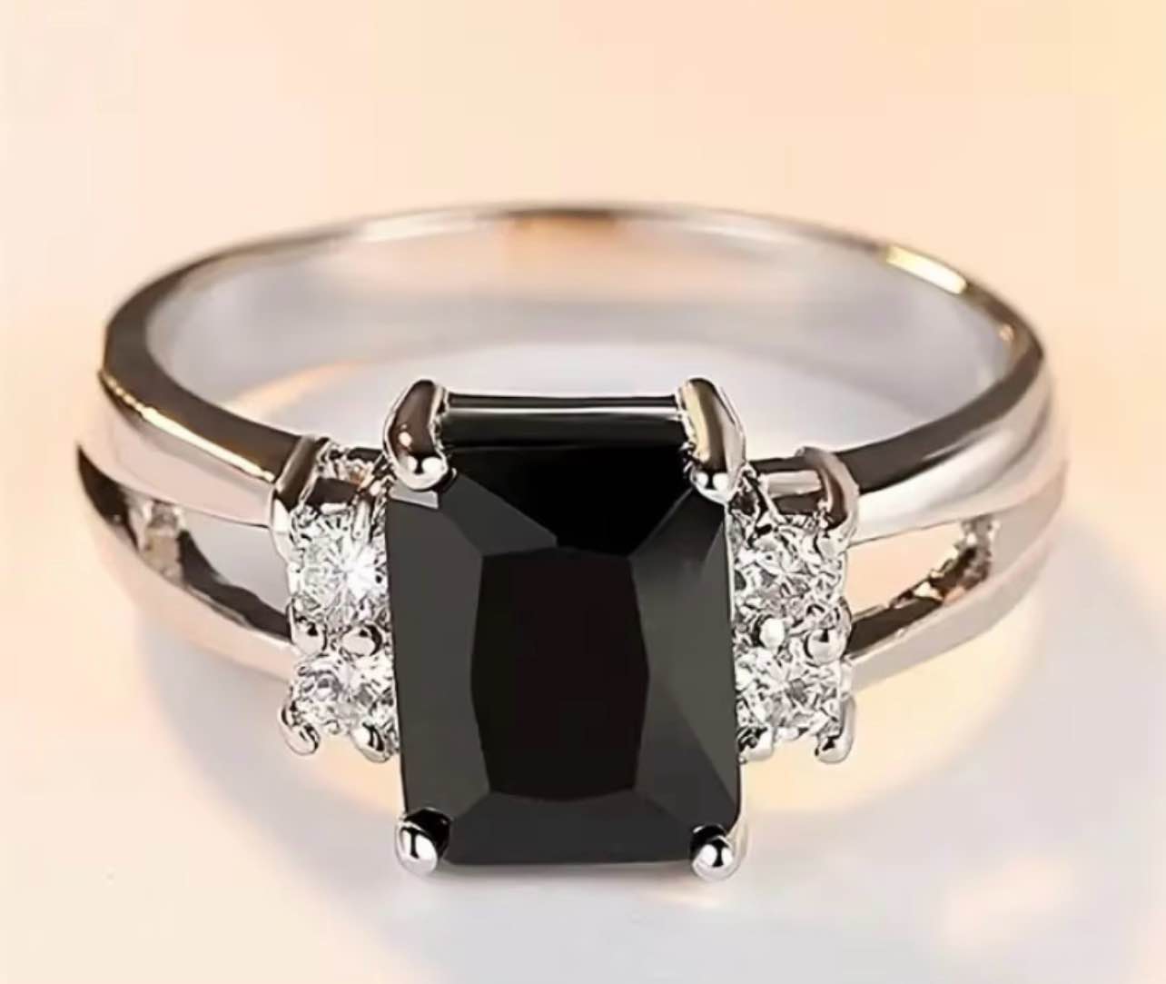 Gorgeous 18K Gold Plated Black Onyx Ring Sz 10