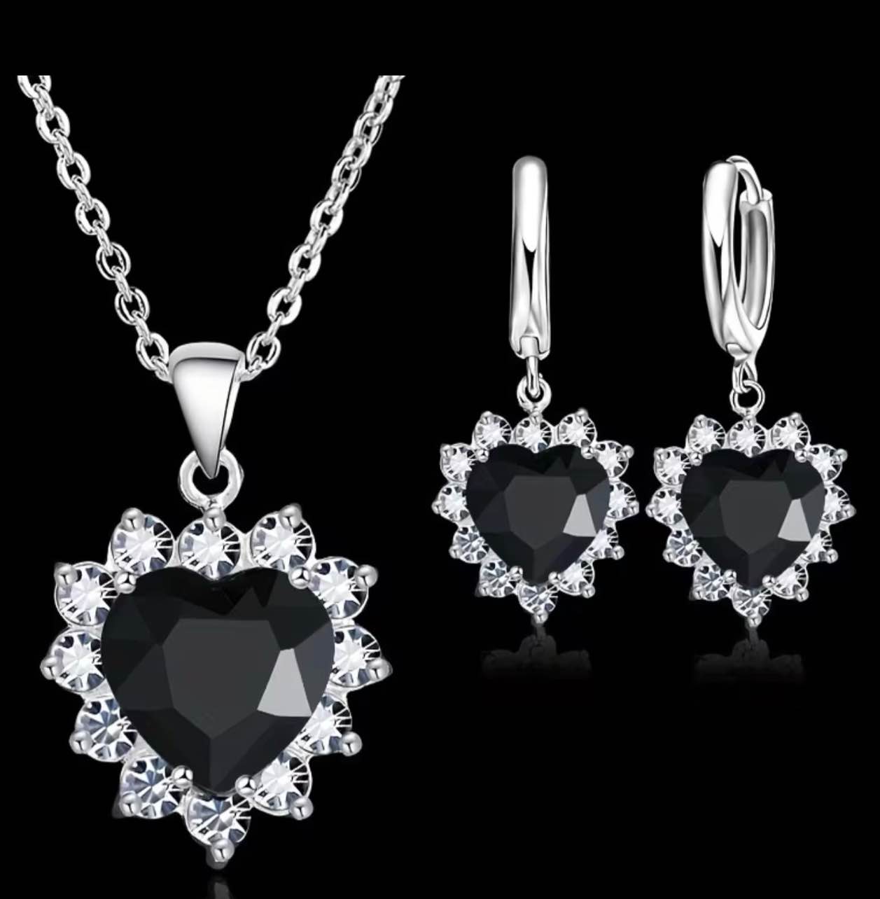 Gorgeous 925 silver  Plated Black Onyx Necklace and earrings set