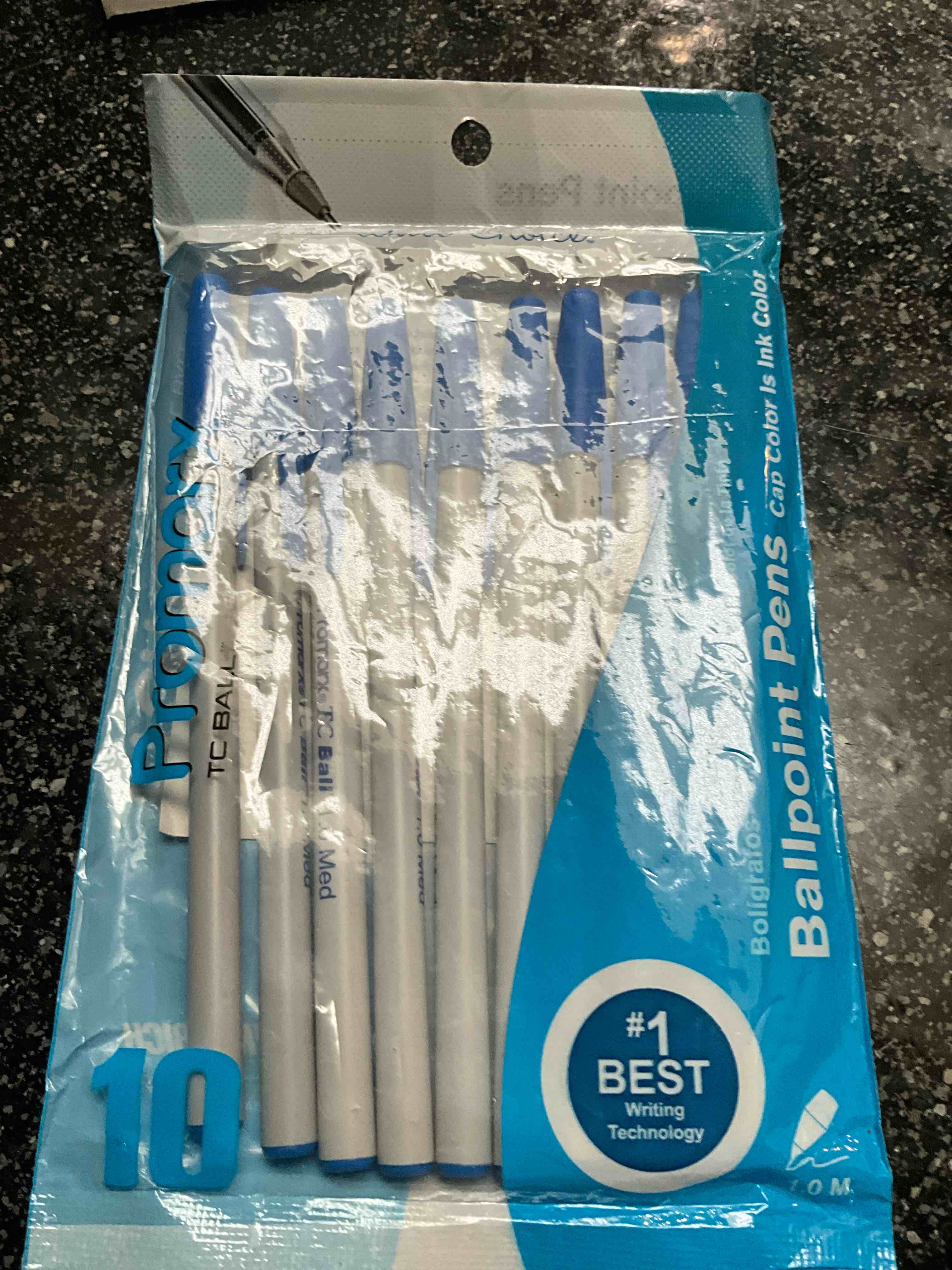 Promarx TC Ball Stick Pens, Medium Point, Blue Ink, 10 count
