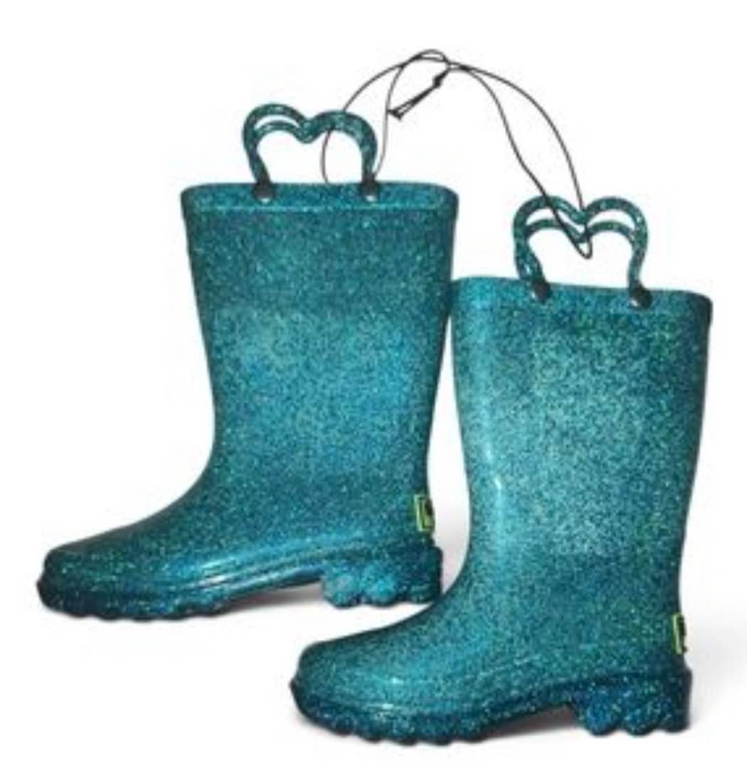8T Light Up Western Chief Toddler Abby Glitter Boots - Silver 8T: Waterproof Mid Calf Rain Boots, Light Up Detail, Non Marking Sole