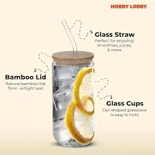 drinking glass with bamboo lid
