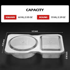 Double Compartment Condiment Containers with Lids Portable Reusable Sauce Container 2 Compartment Snack Containers for Condiments or Dips (10)