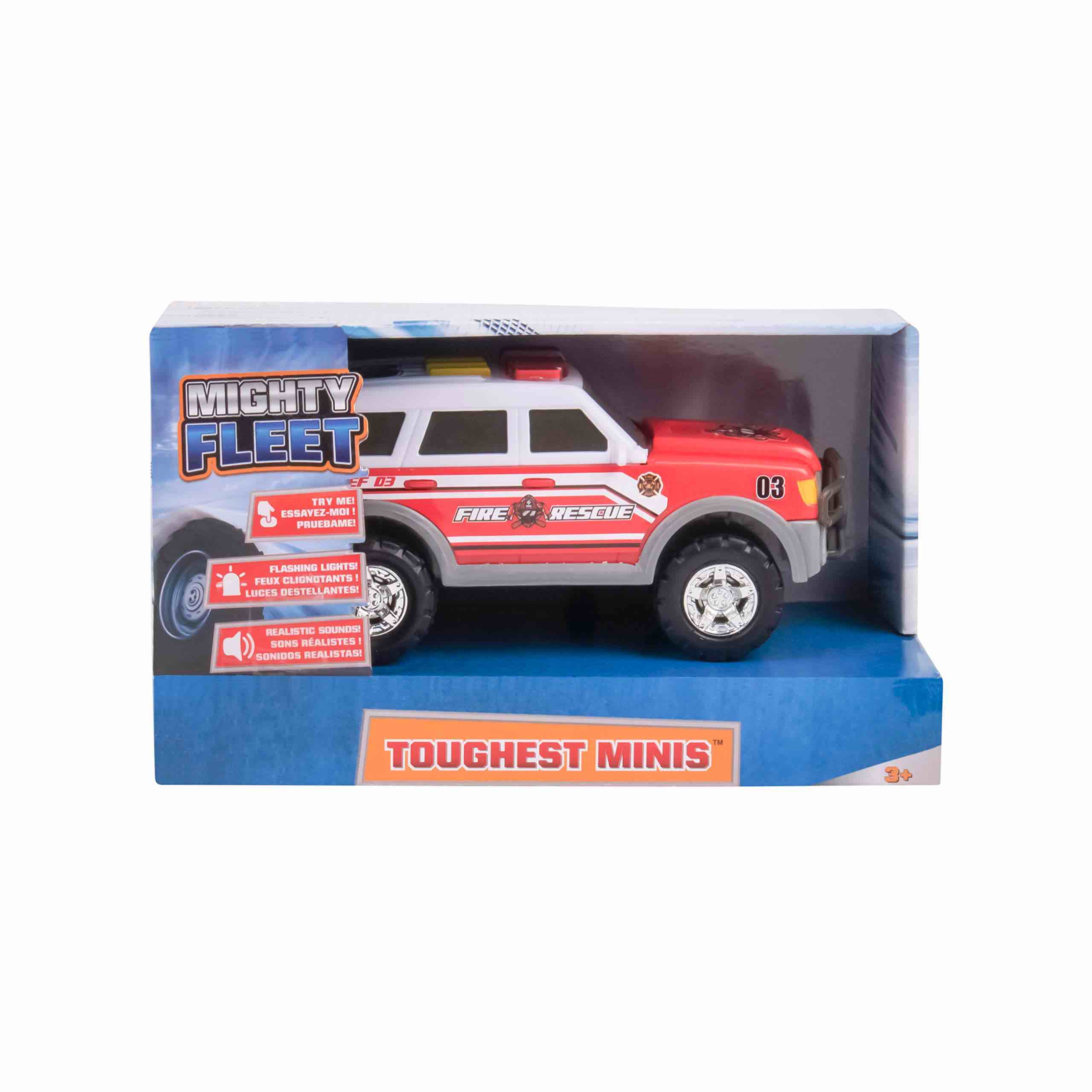 Mighty Fleet Toughest Minis 5" Fire Chief SUV Toy w/Lights & Sounds, Realistic Design & Batteries Included - Age 3+