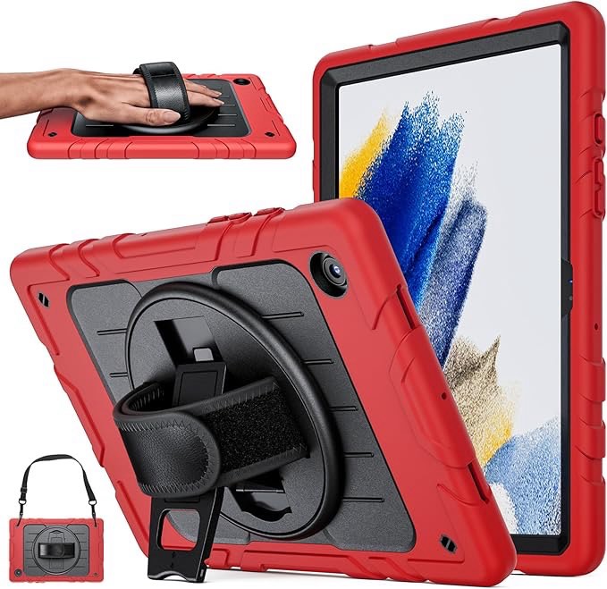 for Galaxy Tab A8 Cases, Shockproof for Samsung Galaxy Tab A8 10.5 Case with 360° Rotatable Hand Strap & Shoulder Strap, Tablet Cover for Samsung A8 2022 (Black)